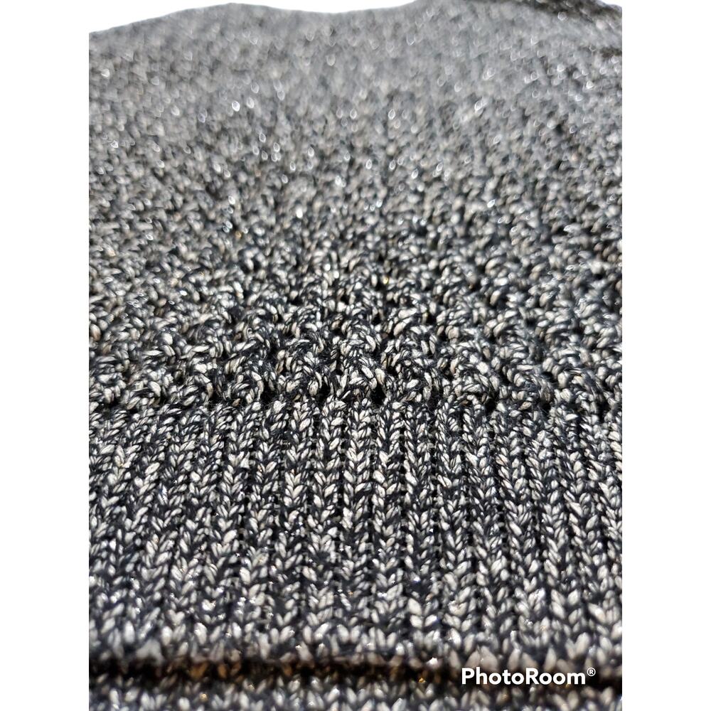 Lucky Brand | Sparkly Black & White Open Weave Sweater | Size Medium - Picture 5 of 6